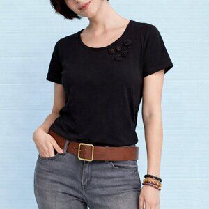 George - Embelished Black Short Sleeved Tee - Women's M (8-10)